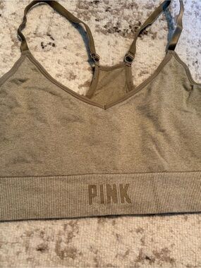 PINK Victoria's Secret Olive Green Seamless Sports Bralette
